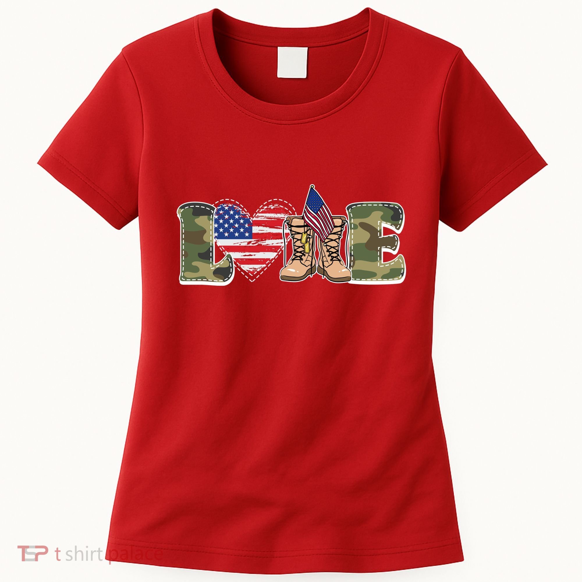 Love Military Support Your Troops And Arm Forces Women's T-Shirt
