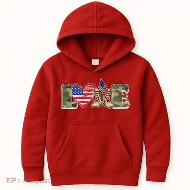 Love Military Support Your Troops And Arm Forces Kids Hoodie
