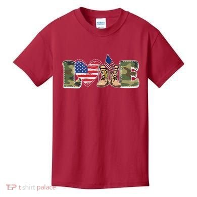 Love Military Support Your Troops And Arm Forces Kids T-Shirt