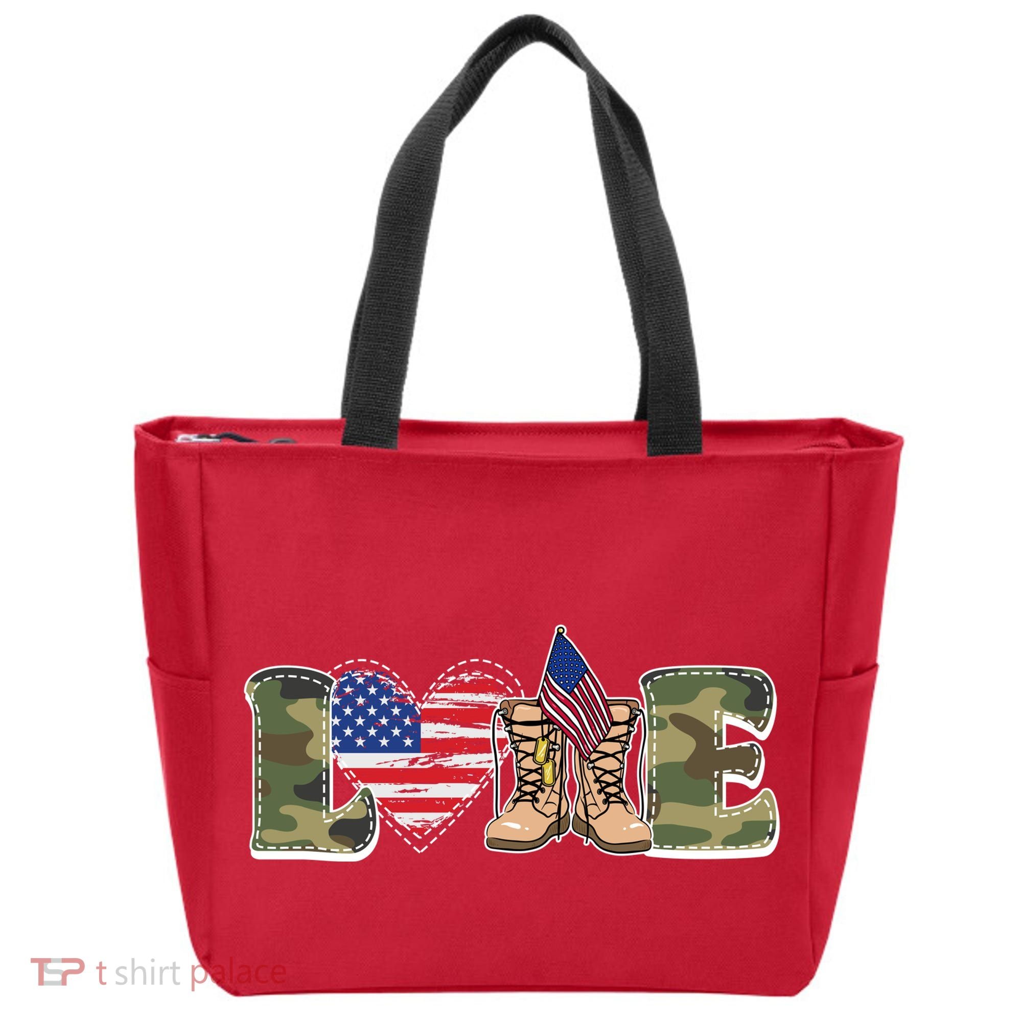 Love Military Support Your Troops And Arm Forces Tote Bag