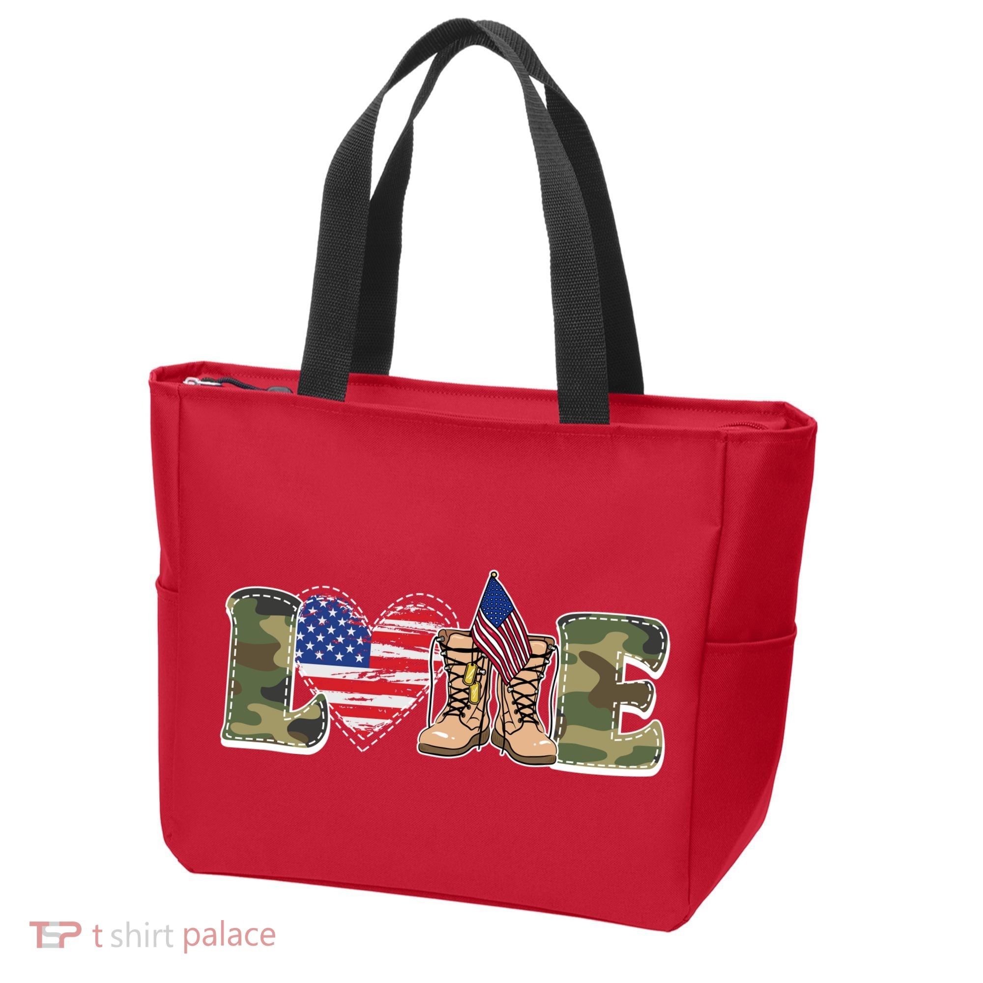 Love Military Support Your Troops And Arm Forces Tote Bag