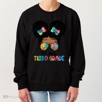 Lil Miss Third Grade Messy Bun Tie Dye African Afro Gift Women's Sweatshirt thumb 0