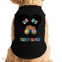 Lil Miss Third Grade Messy Bun Tie Dye African Afro Gift Doggie Tank thumb 0
