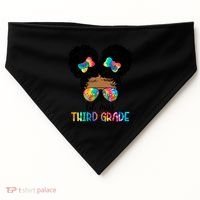 Lil Miss Third Grade Messy Bun Tie Dye African Afro Gift USA-Made Doggie Bandana thumb 0
