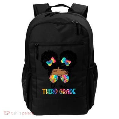 Lil Miss Third Grade Messy Bun Tie Dye African Afro Gift Backpack