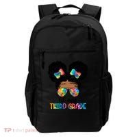 Lil Miss Third Grade Messy Bun Tie Dye African Afro Gift Backpack thumb 0