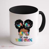 Lil Miss Third Grade Messy Bun Tie Dye African Afro Gift Coffee Mug thumb 1