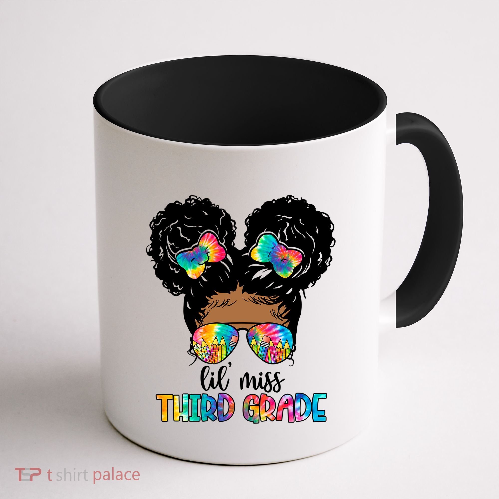 Lil Miss Third Grade Messy Bun Tie Dye African Afro Gift Coffee Mug