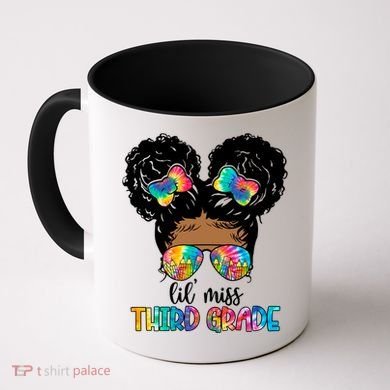 Lil Miss Third Grade Messy Bun Tie Dye African Afro Gift Coffee Mug