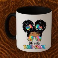 Lil Miss Third Grade Messy Bun Tie Dye African Afro Gift Coffee Mug thumb 2