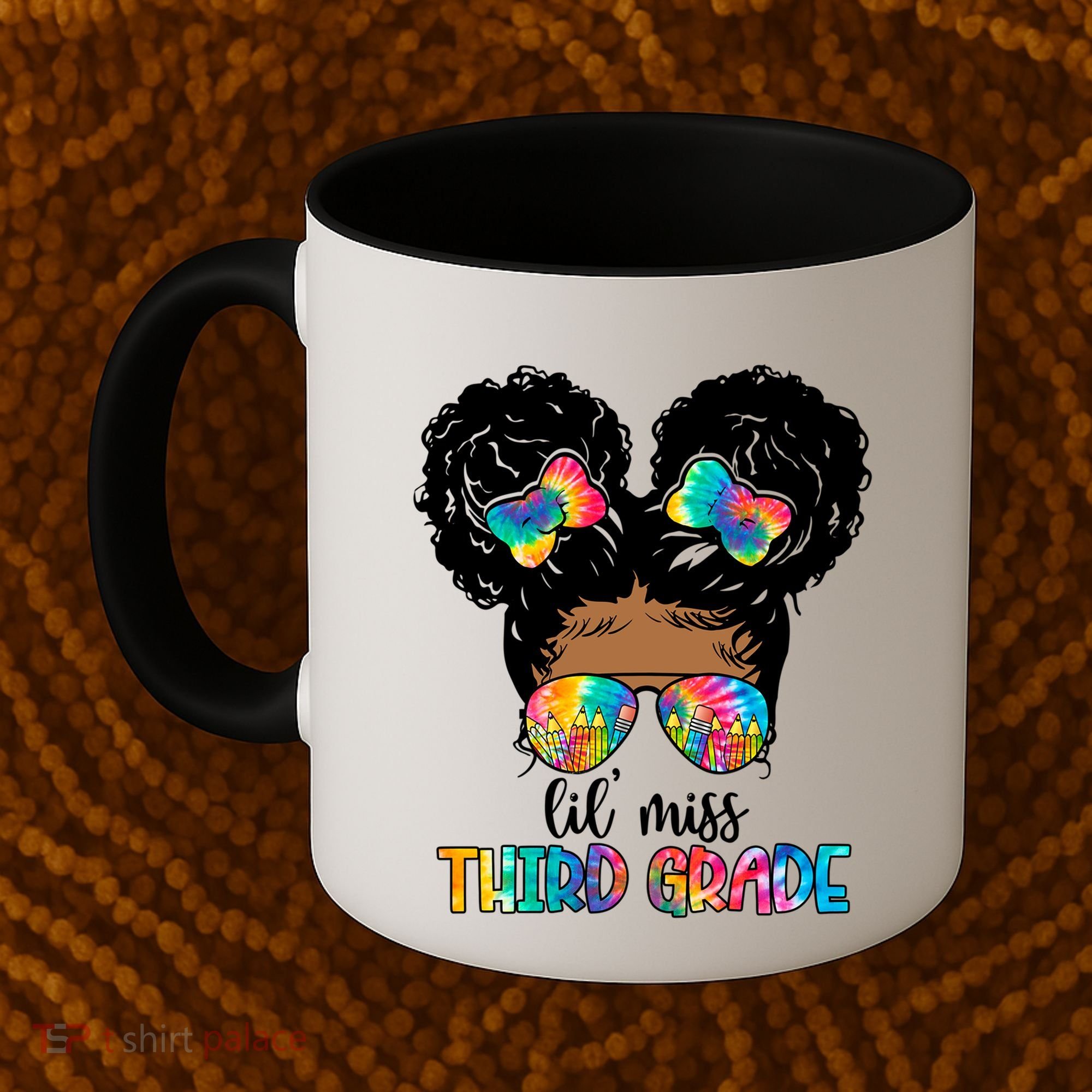 Lil Miss Third Grade Messy Bun Tie Dye African Afro Gift Coffee Mug