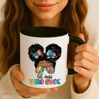 Lil Miss Third Grade Messy Bun Tie Dye African Afro Gift Coffee Mug thumb 3