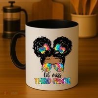 Lil Miss Third Grade Messy Bun Tie Dye African Afro Gift Coffee Mug thumb 4