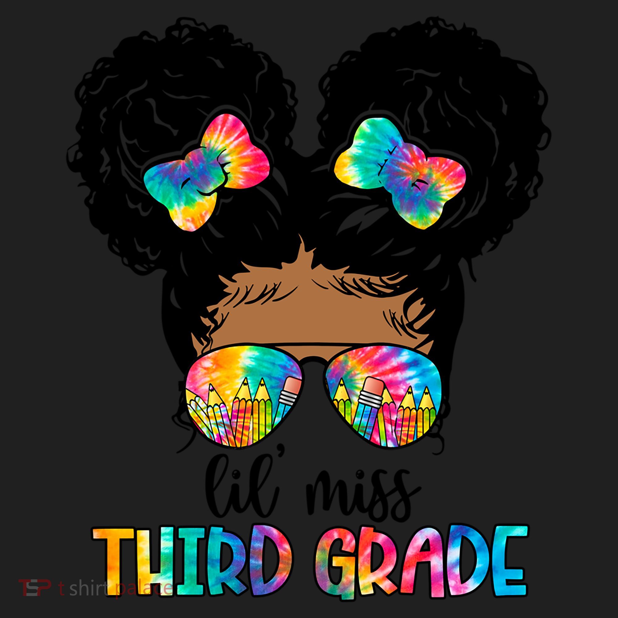 Lil Miss Third Grade Messy Bun Tie Dye African Afro Gift Beanie