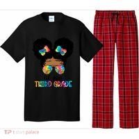 Lil Miss Third Grade Messy Bun Tie Dye African Afro Gift Pajama Set thumb 0