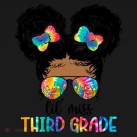 Lil Miss Third Grade Messy Bun Tie Dye African Afro Gift Women's Hoodie thumb 2