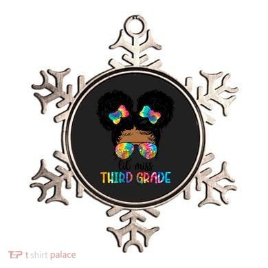 Lil Miss Third Grade Messy Bun Tie Dye African Afro Gift Ornament