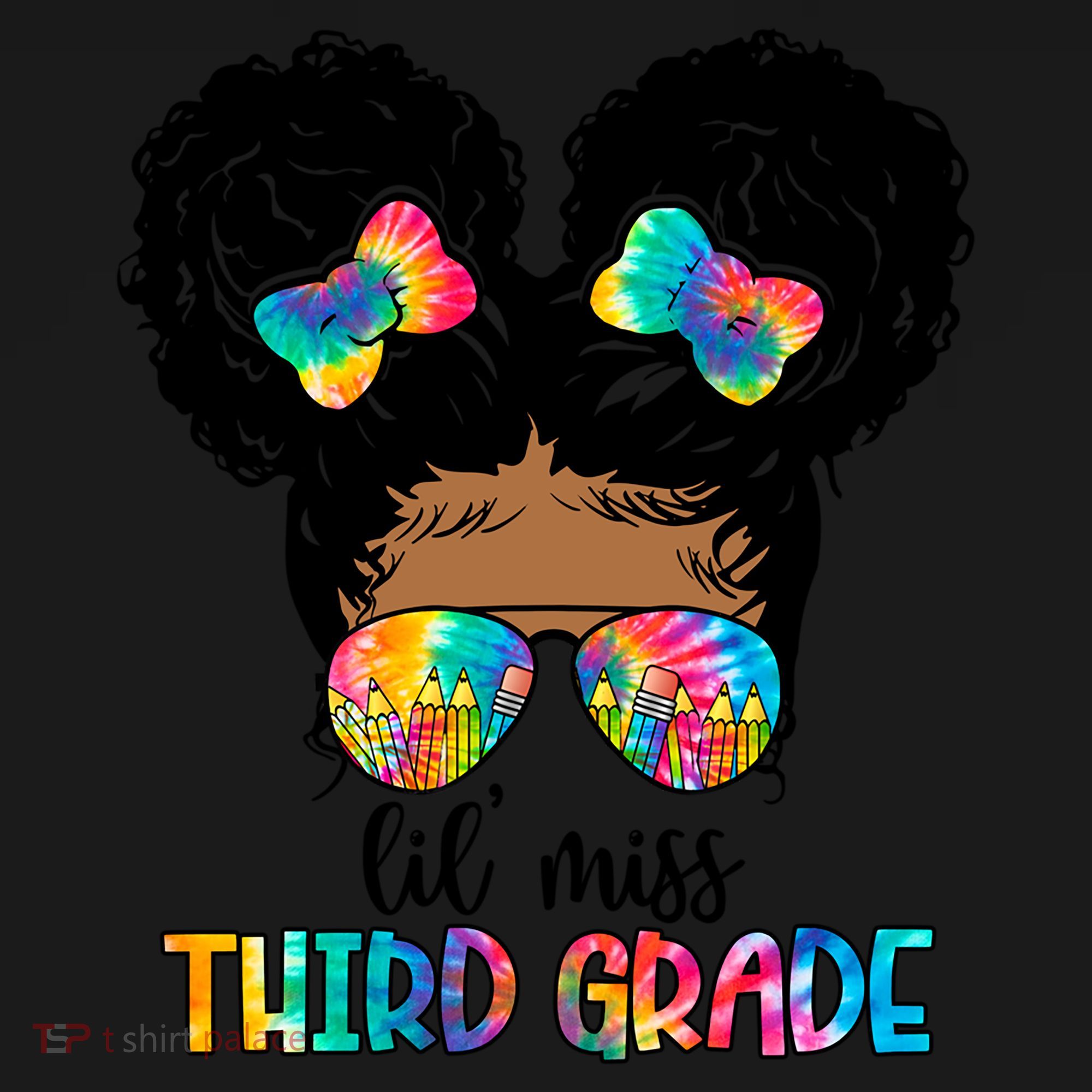 Lil Miss Third Grade Messy Bun Tie Dye African Afro Gift Ornament