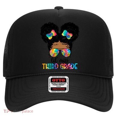 Lil Miss Third Grade Messy Bun Tie Dye African Afro Gift Hat