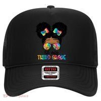 Lil Miss Third Grade Messy Bun Tie Dye African Afro Gift Hat thumb 0