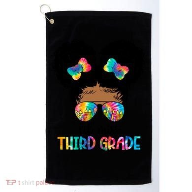 Lil Miss Third Grade Messy Bun Tie Dye African Afro Gift Golf Towel