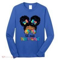 Lil Miss Third Grade Messy Bun Tie Dye African Afro Gift Long Sleeve Shirt thumb 0