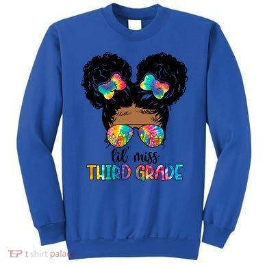 Lil Miss Third Grade Messy Bun Tie Dye African Afro Gift Sweatshirt