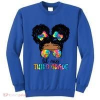Lil Miss Third Grade Messy Bun Tie Dye African Afro Gift Sweatshirt thumb 0