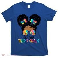 Lil Miss Third Grade Messy Bun Tie Dye African Afro Gift T-Shirt thumb 0