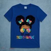 Lil Miss Third Grade Messy Bun Tie Dye African Afro Gift T-Shirt thumb 5