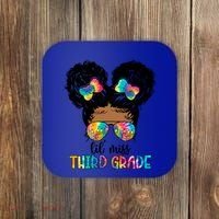 Lil Miss Third Grade Messy Bun Tie Dye African Afro Gift Coaster thumb 0