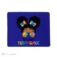Lil Miss Third Grade Messy Bun Tie Dye African Afro Gift Mousepad thumb 0