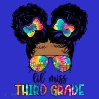 Lil Miss Third Grade Messy Bun Tie Dye African Afro Gift Mousepad thumb 1