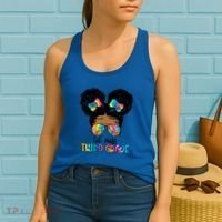 Lil Miss Third Grade Messy Bun Tie Dye African Afro Gift Women's Tank Top thumb 2