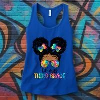 Lil Miss Third Grade Messy Bun Tie Dye African Afro Gift Women's Tank Top thumb 3