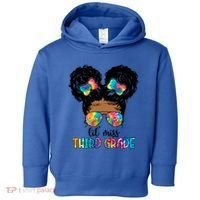 Lil Miss Third Grade Messy Bun Tie Dye African Afro Gift Toddler Hoodie thumb 0