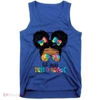Lil Miss Third Grade Messy Bun Tie Dye African Afro Gift Tank Top thumb 0
