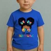Lil Miss Third Grade Messy Bun Tie Dye African Afro Gift Toddler T-Shirt thumb 2