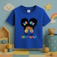 Lil Miss Third Grade Messy Bun Tie Dye African Afro Gift Toddler T-Shirt thumb 3