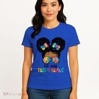 Lil Miss Third Grade Messy Bun Tie Dye African Afro Gift Women's T-Shirt thumb 4