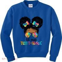 Lil Miss Third Grade Messy Bun Tie Dye African Afro Gift Kids Sweatshirt thumb 0