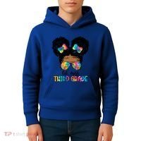 Lil Miss Third Grade Messy Bun Tie Dye African Afro Gift Kids Hoodie thumb 4