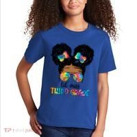 Lil Miss Third Grade Messy Bun Tie Dye African Afro Gift Kids T-Shirt thumb 2