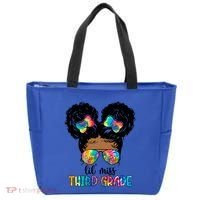 Lil Miss Third Grade Messy Bun Tie Dye African Afro Gift Tote Bag thumb 0
