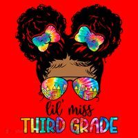 Lil Miss Third Grade Messy Bun Tie Dye African Afro Gift Santa Hat thumb 1