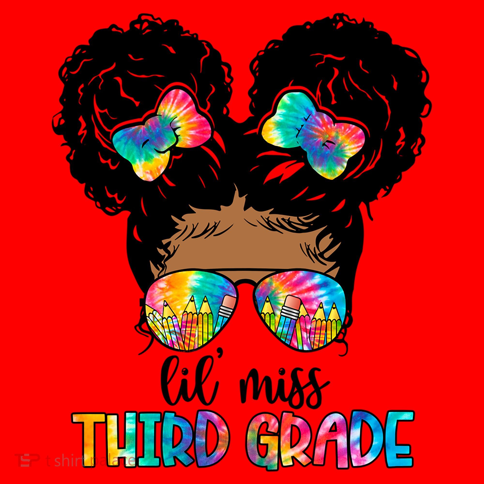 Lil Miss Third Grade Messy Bun Tie Dye African Afro Gift Santa Hat