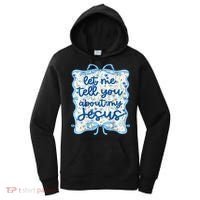 Let Me Tell You About My Jesus Blue Coquette Bow Christian Women's Hoodie thumb 0