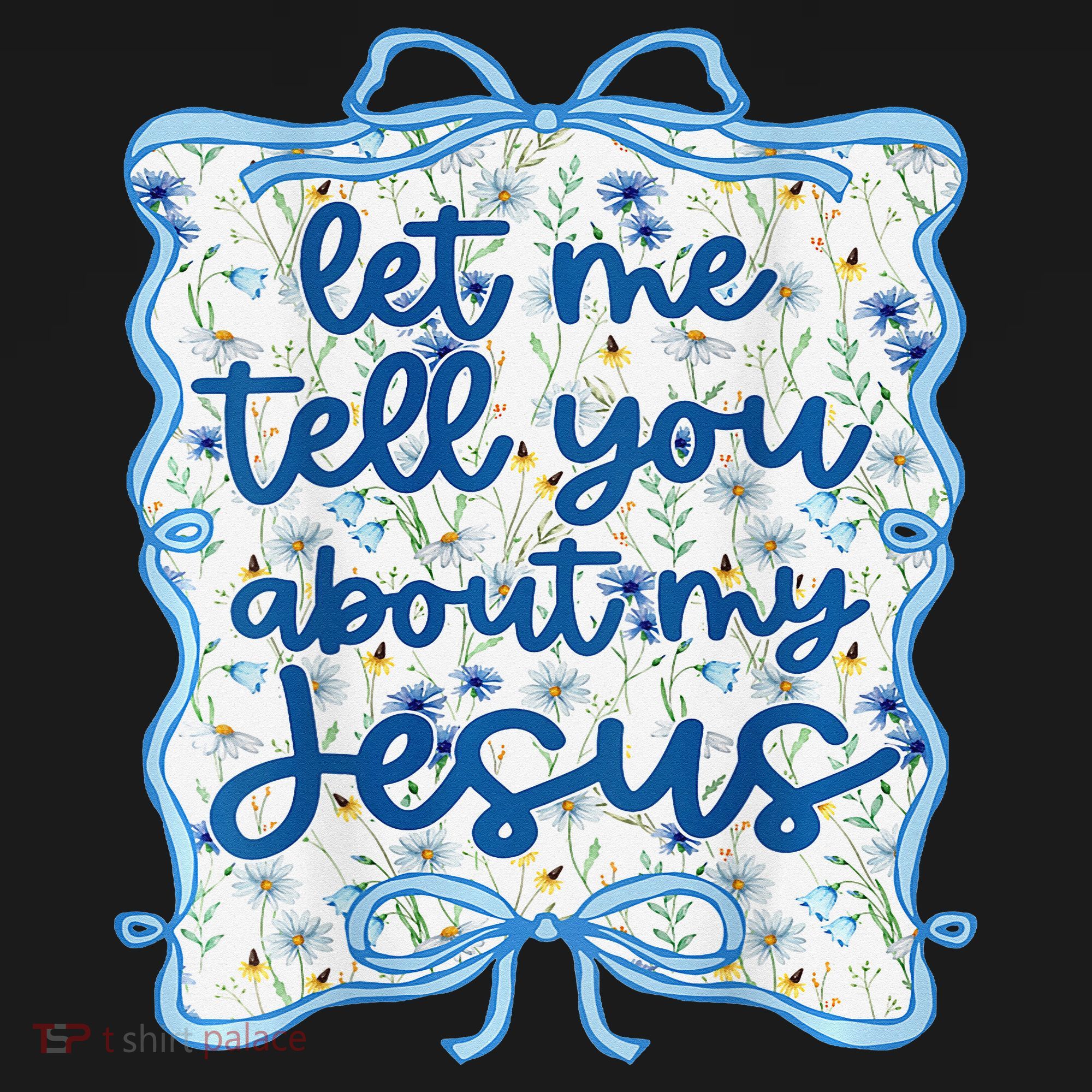 Let Me Tell You About My Jesus Blue Coquette Bow Christian Women's Hoodie