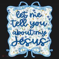 Let Me Tell You About My Jesus Blue Coquette Bow Christian Women's Tank Top thumb 5