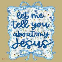 Let Me Tell You About My Jesus Blue Coquette Bow Christian Mousepad thumb 1